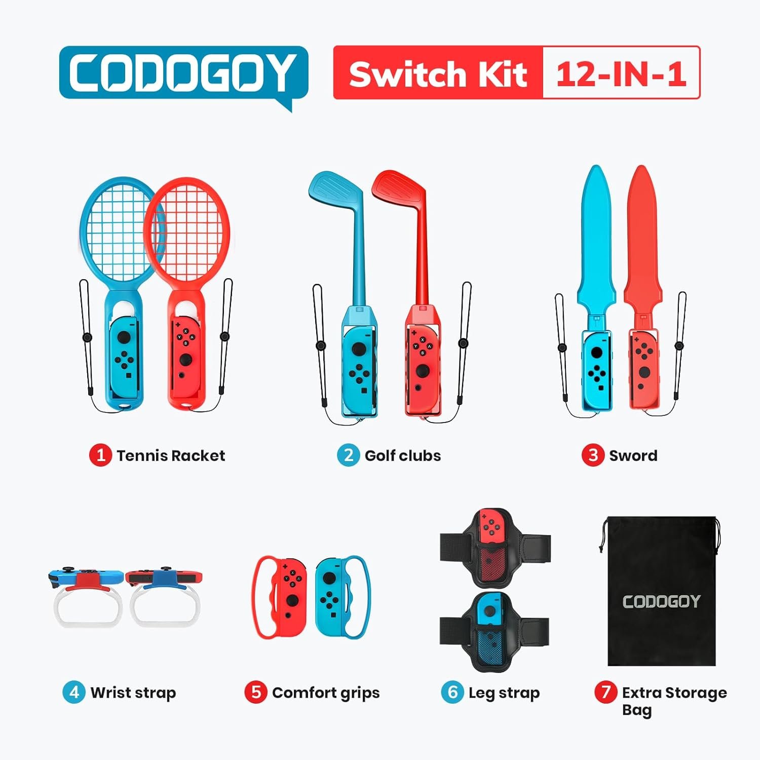 Switch Sports Accessories - CODOGOY 12 in 1 Switch Sports Accessories Bundle for Nintendo Switch Sports,Family Accessories Kit Compatible with Switch/Switch OLED Sports Games - Image 8