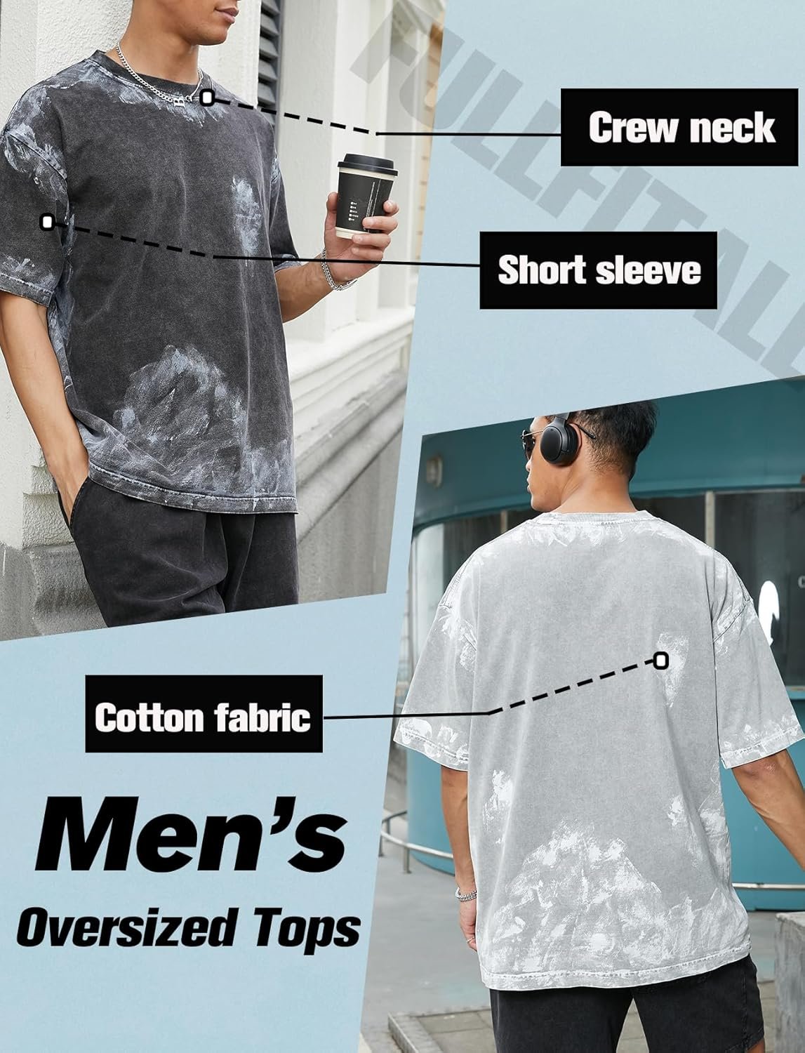 3 Pack Men Oversized Heavy Cotton T-Shirts Vintage Crewneck Shirts Tees Short Sleeve Women Baggy Tops Streetwear - Image 8