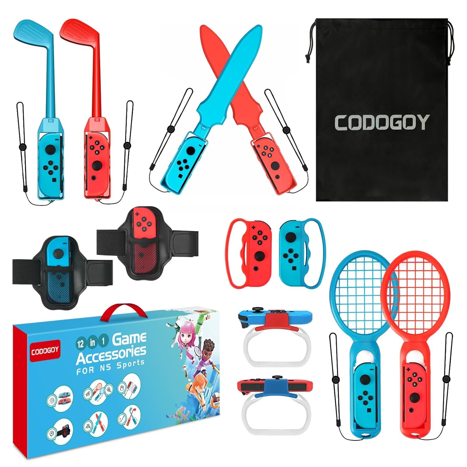 Switch Sports Accessories - CODOGOY 12 in 1 Switch Sports Accessories Bundle for Nintendo Switch Sports,Family Accessories Kit Compatible with Switch/Switch OLED Sports Games - Image 2