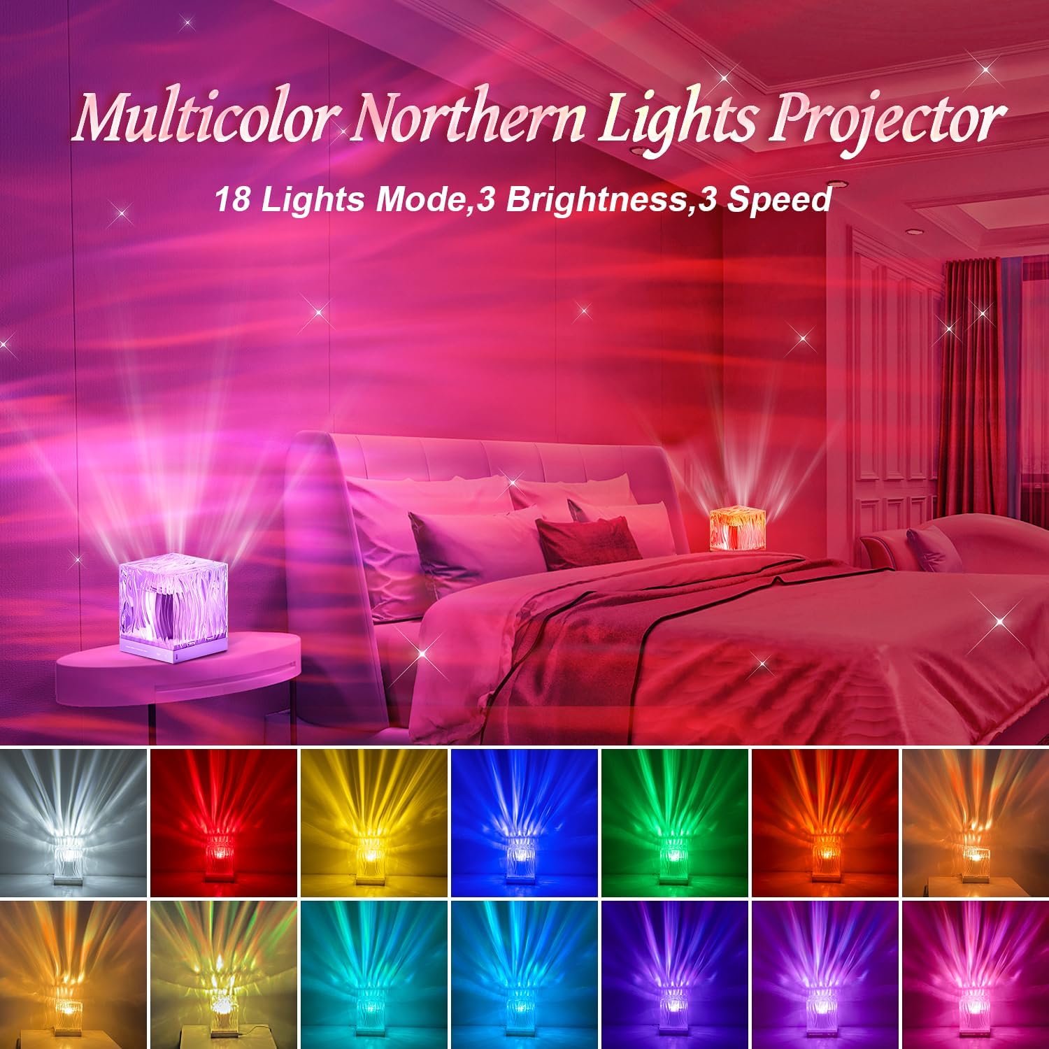 Mubarek Northern Lights Projector, 18 Colors 162 Modes Ceiling Galaxy Projector, Remote Ambient Lighting Mood Lighting, Room Lights for Bedroom, Cool Stuff Aesthetic Room Decor for Teen Girl Gifts - Image 3