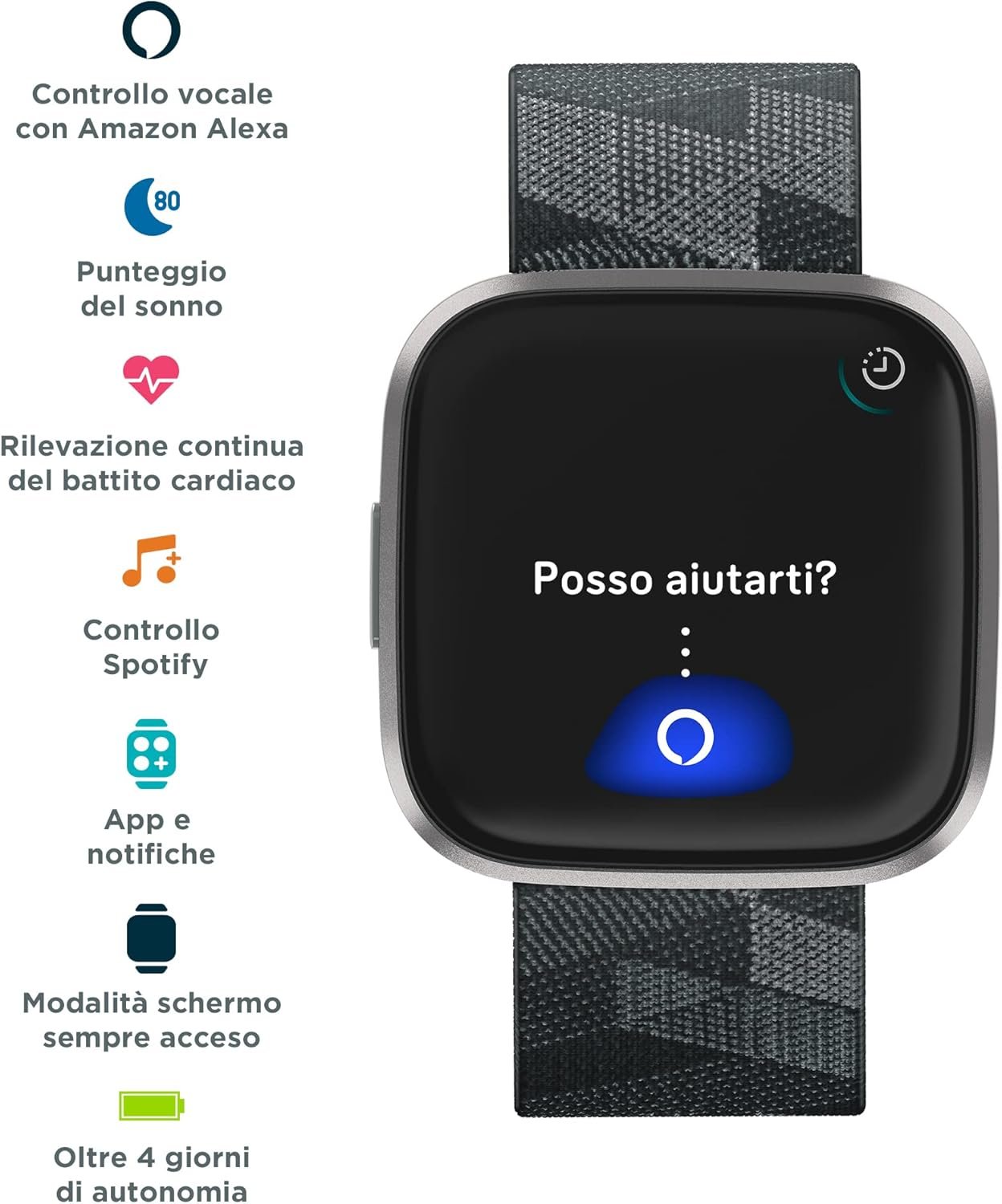 Fitbit Versa 2 Special Edition Health and Fitness Smartwatch with Heart Rate, Music, Alexa Built-In, Sleep and Swim Tracking, Smoke Woven/Mist Grey, One Size (S and L Bands Included) - Image 3