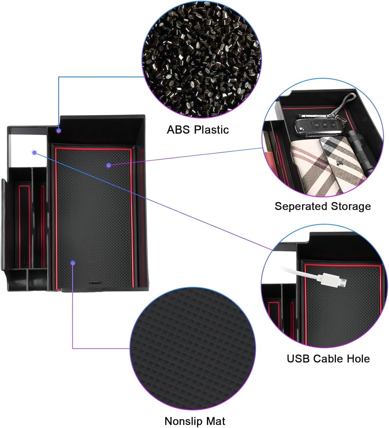 SXCY for 2020-2023 2024 2025 Ford Explorer Center Console Organizer Tray FIT Ford Explorer 2024 2025 Accessories Console Tray for 2020-2025 Ford Explorer Console Organizer 2025 Explorer Accessories - Image 5