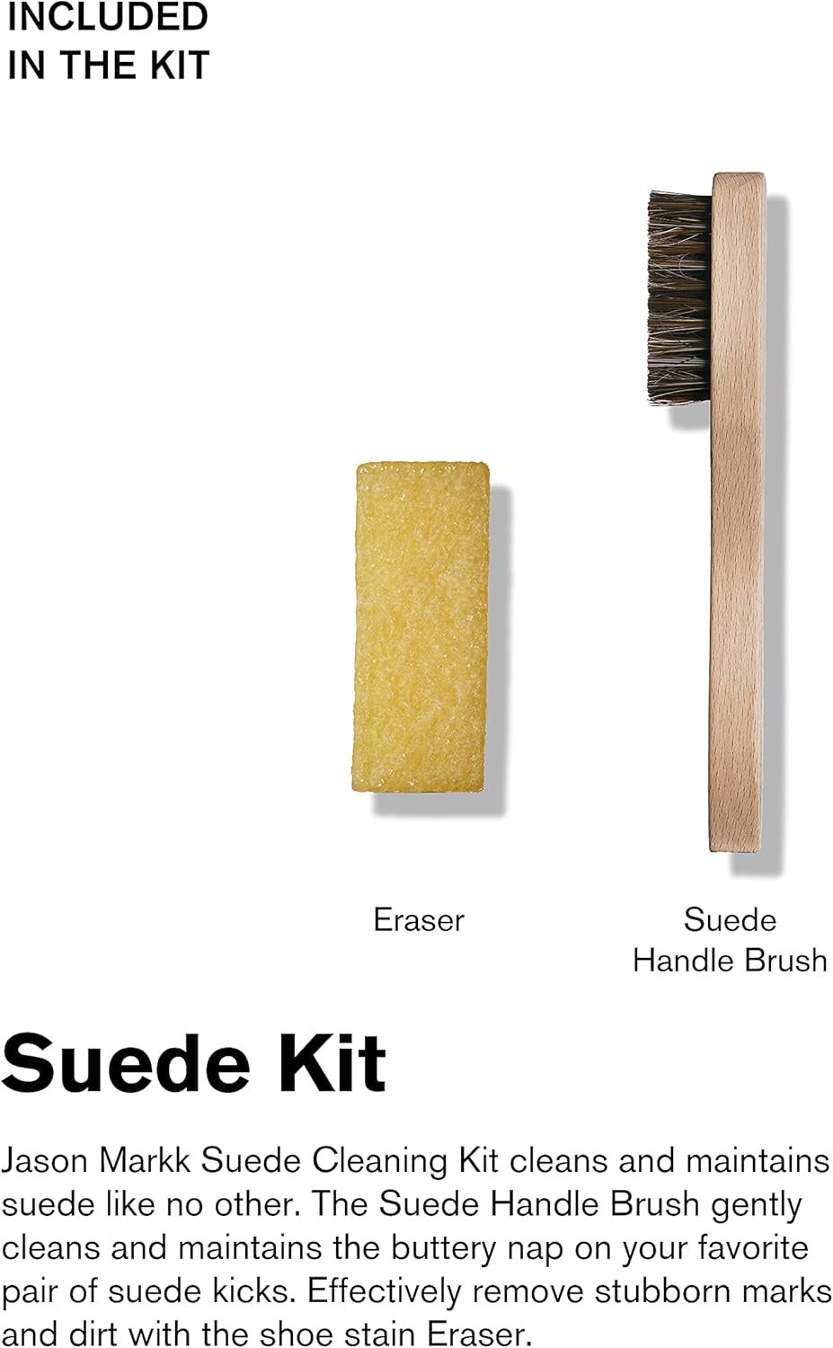 Jason Markk Suede Cleaning Kit, Shoe Cleaner, 2-Piece Set, Brush & Stain Eraser, Sneaker Care, Ideal for Footwear, Safe for Leather, Suede, Nubuck, Cotton, Knits - Image 3