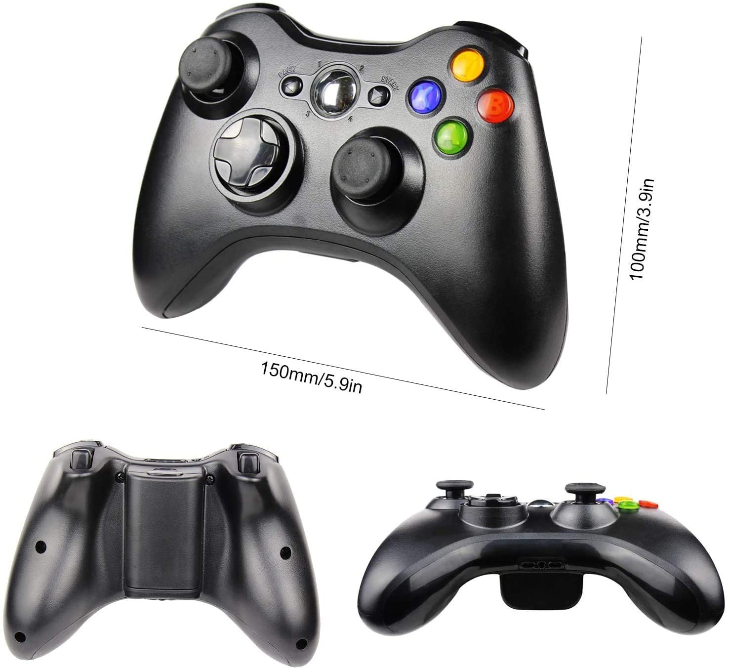 Etpark Wireless Controller for Xbox 360, Xbox 360 Joystick Wireless Game Controller for Xbox 360 & Slim Console and PC Windows XP/7/8/10(Black) - Image 9