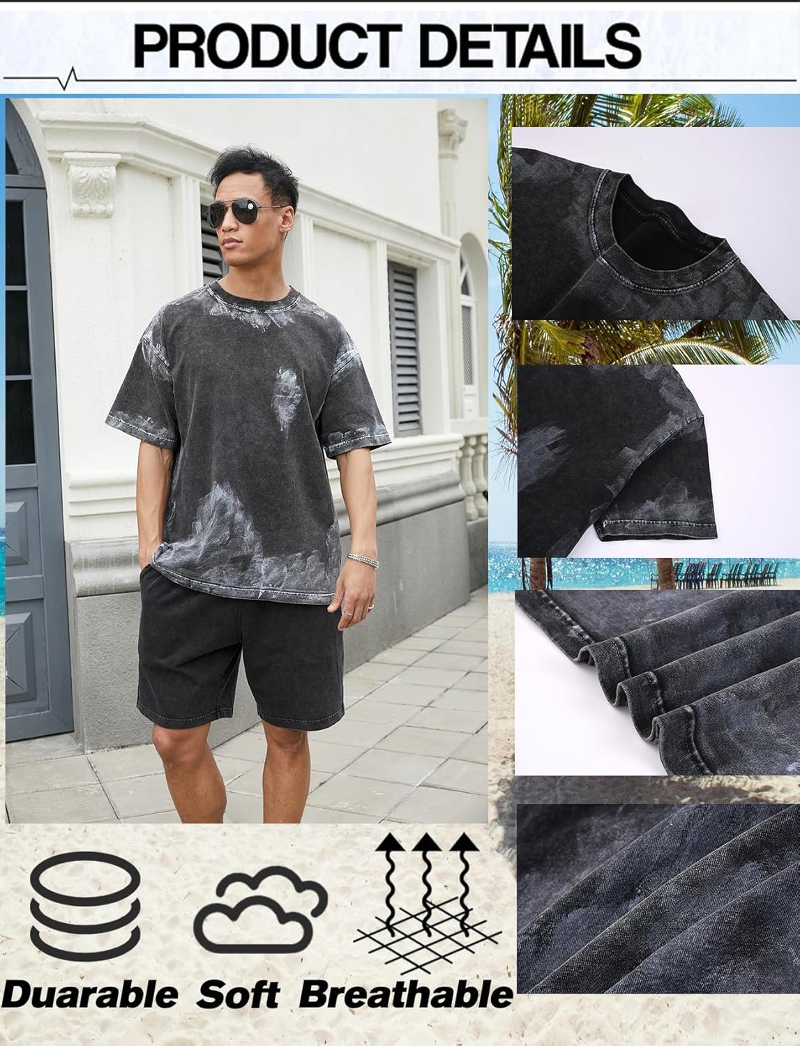 3 Pack Men Oversized Heavy Cotton T-Shirts Vintage Crewneck Shirts Tees Short Sleeve Women Baggy Tops Streetwear - Image 7