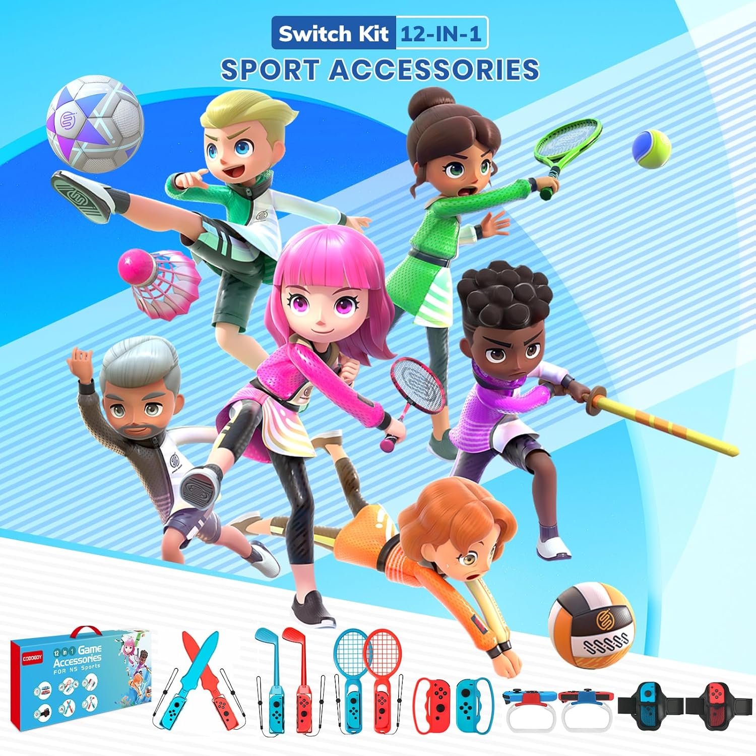 Switch Sports Accessories - CODOGOY 12 in 1 Switch Sports Accessories Bundle for Nintendo Switch Sports,Family Accessories Kit Compatible with Switch/Switch OLED Sports Games - Image 9